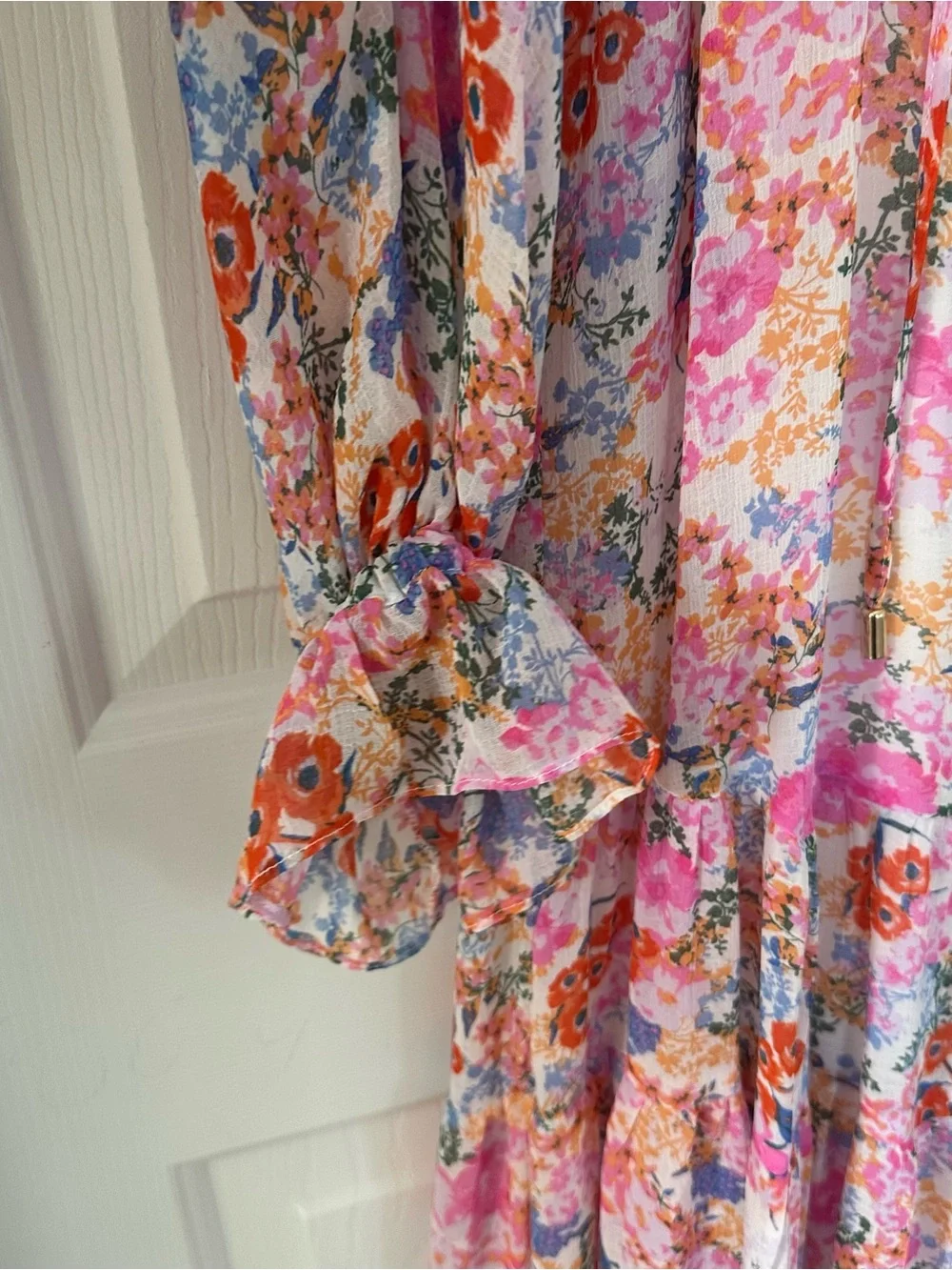 Buddy Love Floral Pink Tiered Long Sleeve Maxi Dress size small NWOT - Picture 4 of 6
